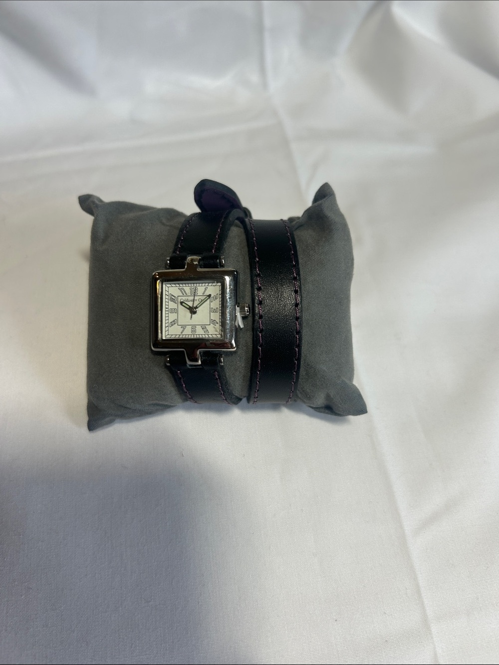 Coldwater Creek Black Double-Wrap Leather Watch